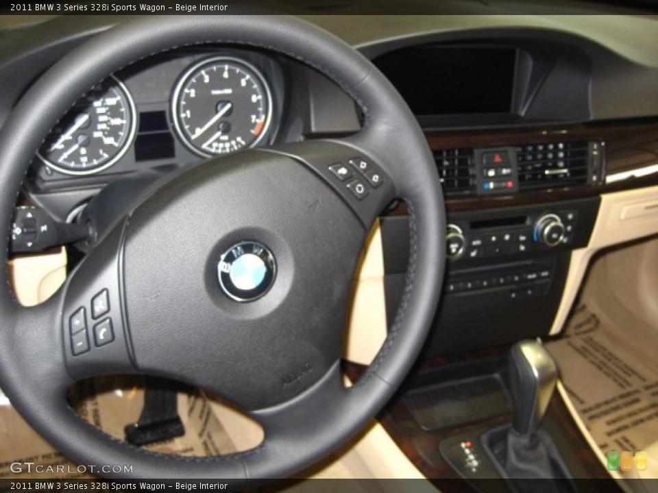 Beige Interior Steering Wheel for the 2011 BMW 3 Series 328i Sports Wagon #52232257