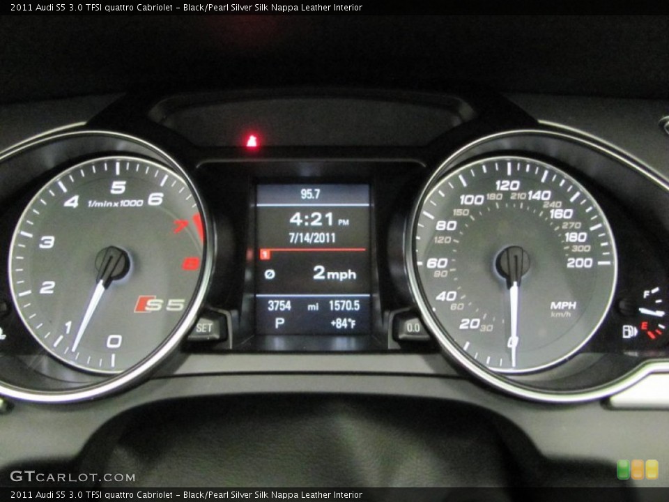 Black/Pearl Silver Silk Nappa Leather Interior Gauges for the 2011 Audi S5 3.0 TFSI quattro Cabriolet #52232737