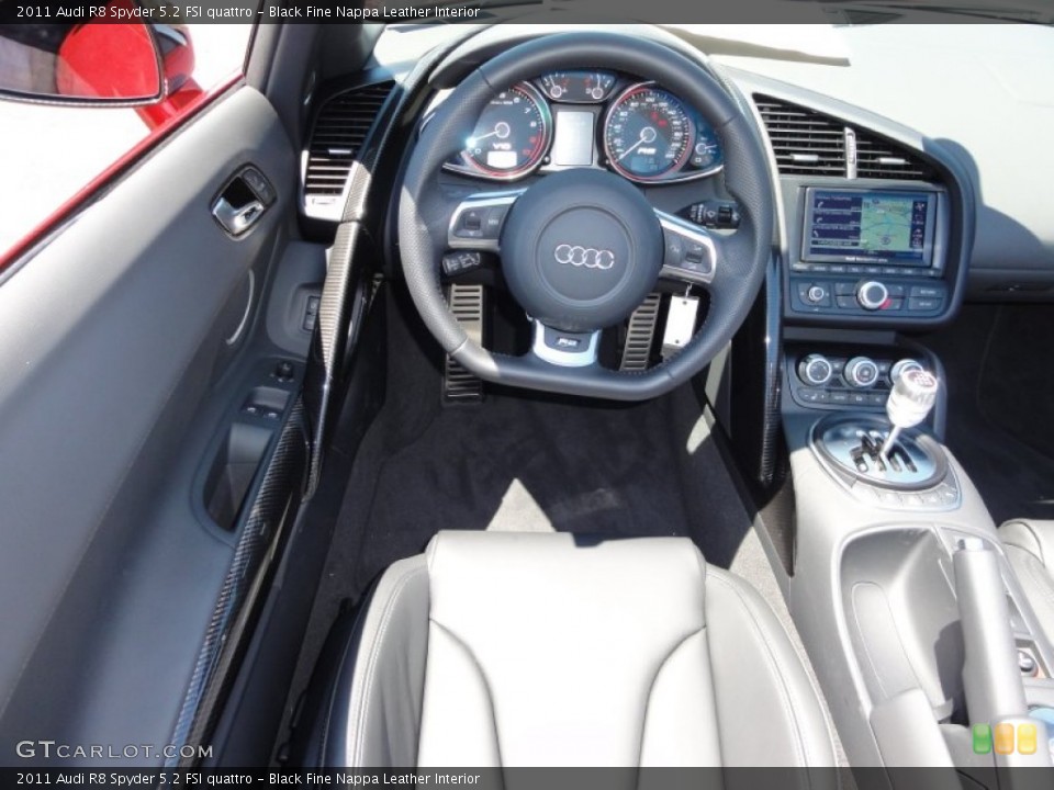 Black Fine Nappa Leather Interior Dashboard for the 2011 Audi R8 Spyder 5.2 FSI quattro #52240420