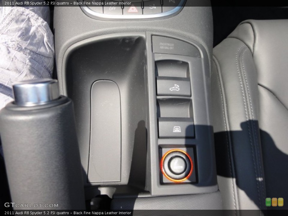 Black Fine Nappa Leather Interior Controls for the 2011 Audi R8 Spyder 5.2 FSI quattro #52240459