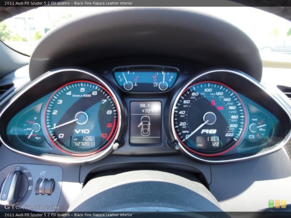 Black Fine Nappa Leather Interior Gauges for the 2011 Audi R8 Spyder 5.2 FSI quattro #52240477