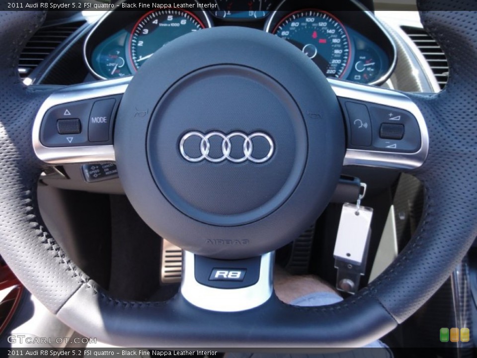 Black Fine Nappa Leather Interior Steering Wheel for the 2011 Audi R8 Spyder 5.2 FSI quattro #52240507