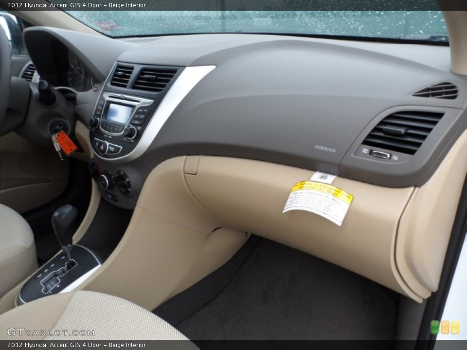 Beige Interior Dashboard for the 2012 Hyundai Accent GLS 4 Door #52242283