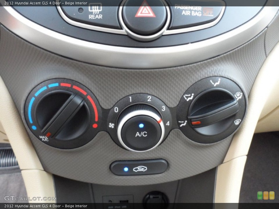 Beige Interior Controls for the 2012 Hyundai Accent GLS 4 Door #52242418