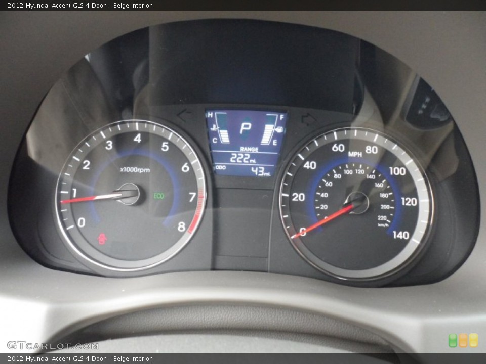 Beige Interior Gauges for the 2012 Hyundai Accent GLS 4 Door #52242472