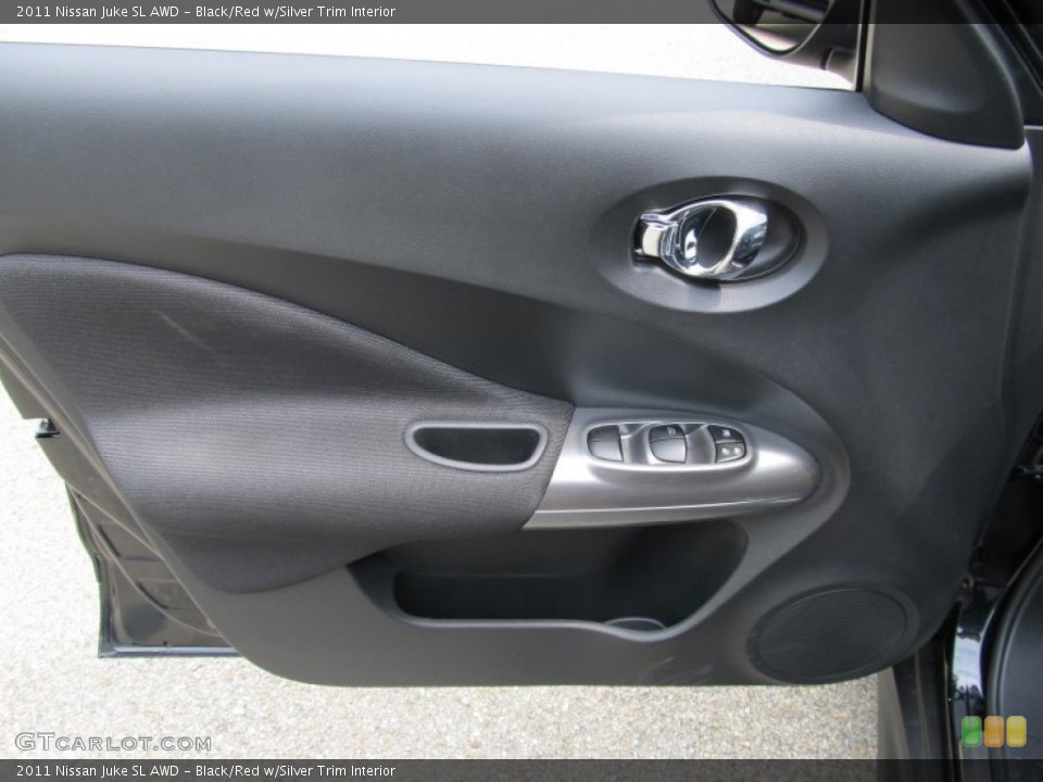 Black/Red w/Silver Trim Interior Door Panel for the 2011 Nissan Juke SL AWD #52256575