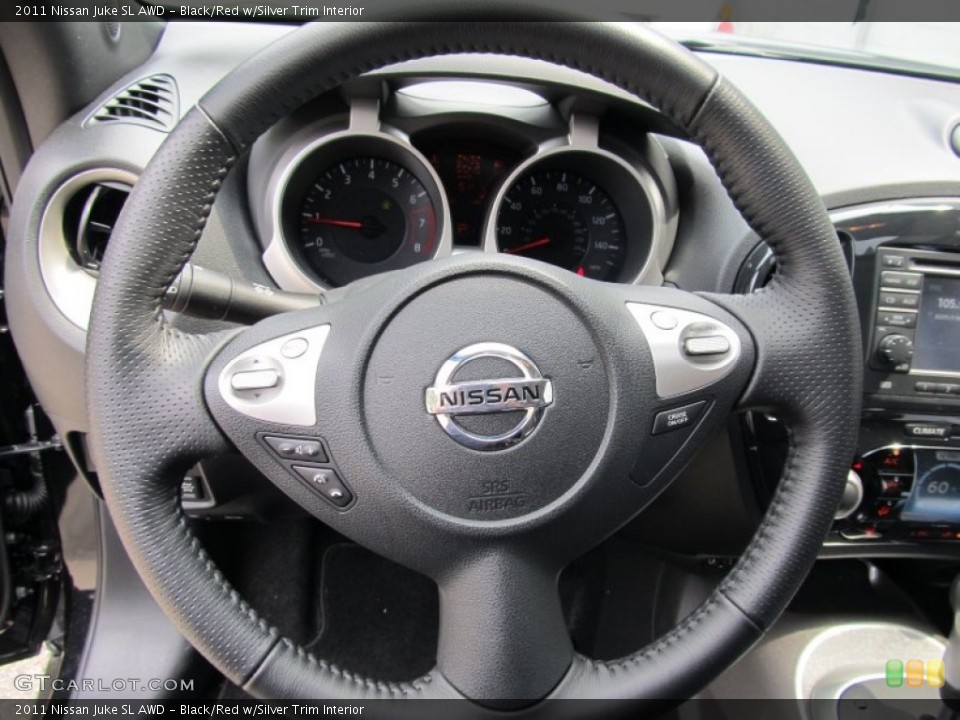 Black/Red w/Silver Trim Interior Steering Wheel for the 2011 Nissan Juke SL AWD #52256623