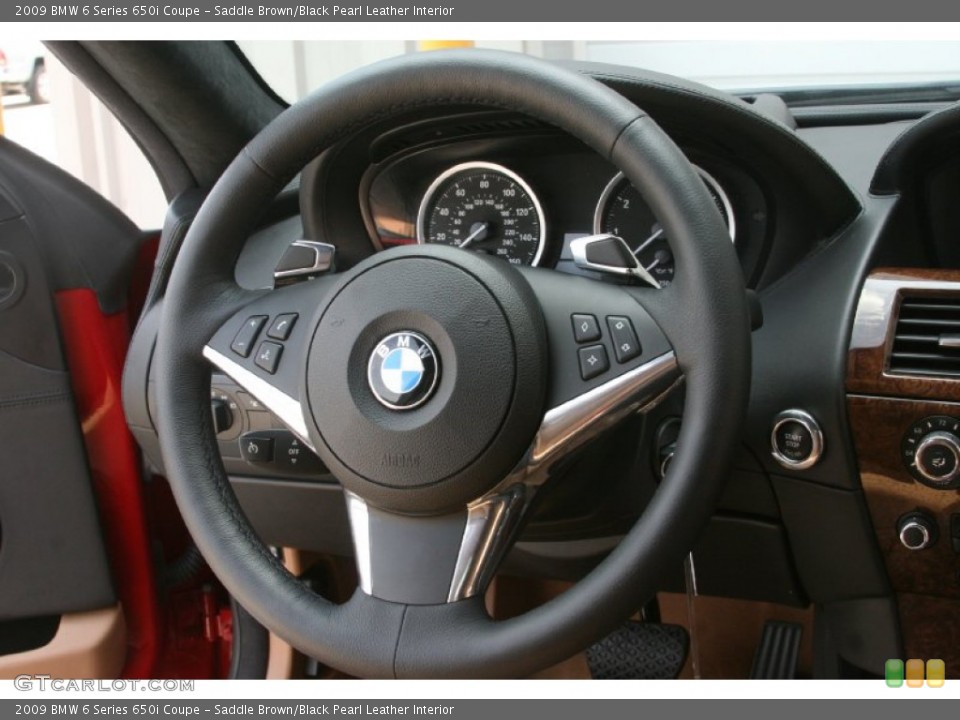 Saddle Brown/Black Pearl Leather Interior Steering Wheel for the 2009 BMW 6 Series 650i Coupe #52298333