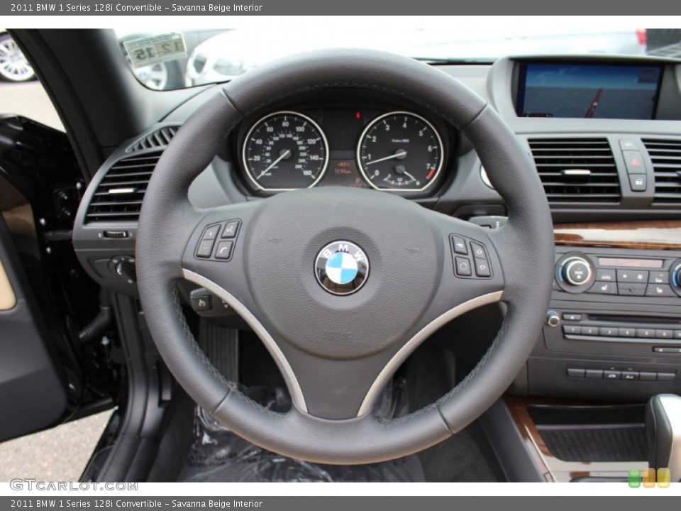 Savanna Beige Interior Steering Wheel for the 2011 BMW 1 Series 128i Convertible #52316811