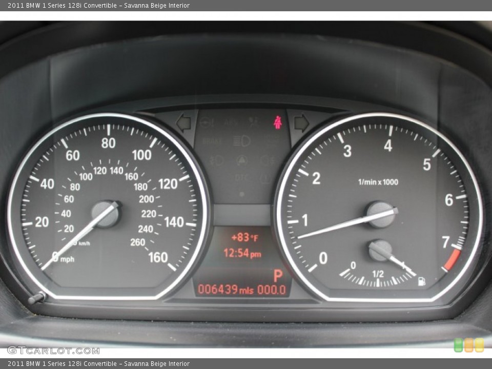 Savanna Beige Interior Gauges for the 2011 BMW 1 Series 128i Convertible #52316856