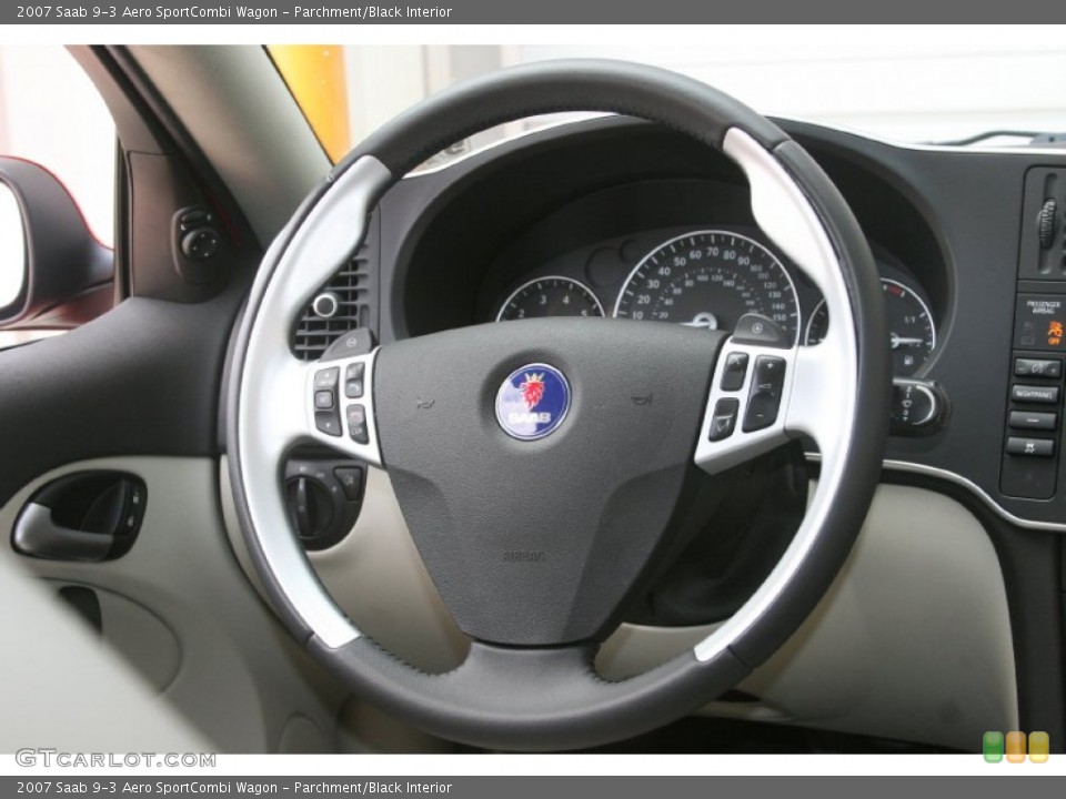 Parchment/Black Interior Steering Wheel for the 2007 Saab 9-3 Aero SportCombi Wagon #52323540