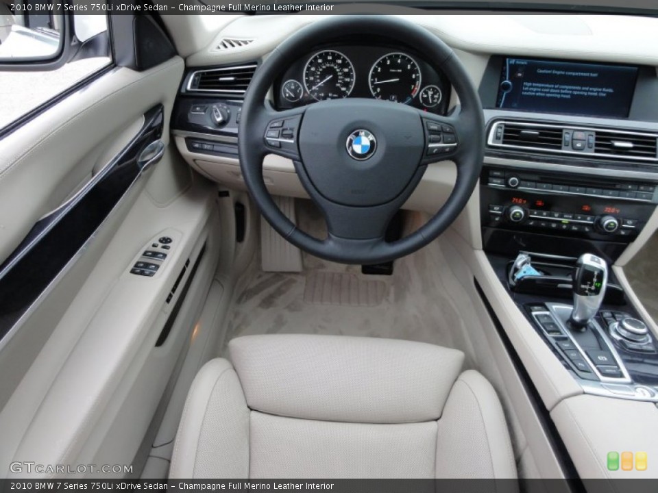 Champagne Full Merino Leather Interior Steering Wheel for the 2010 BMW 7 Series 750Li xDrive Sedan #52335045