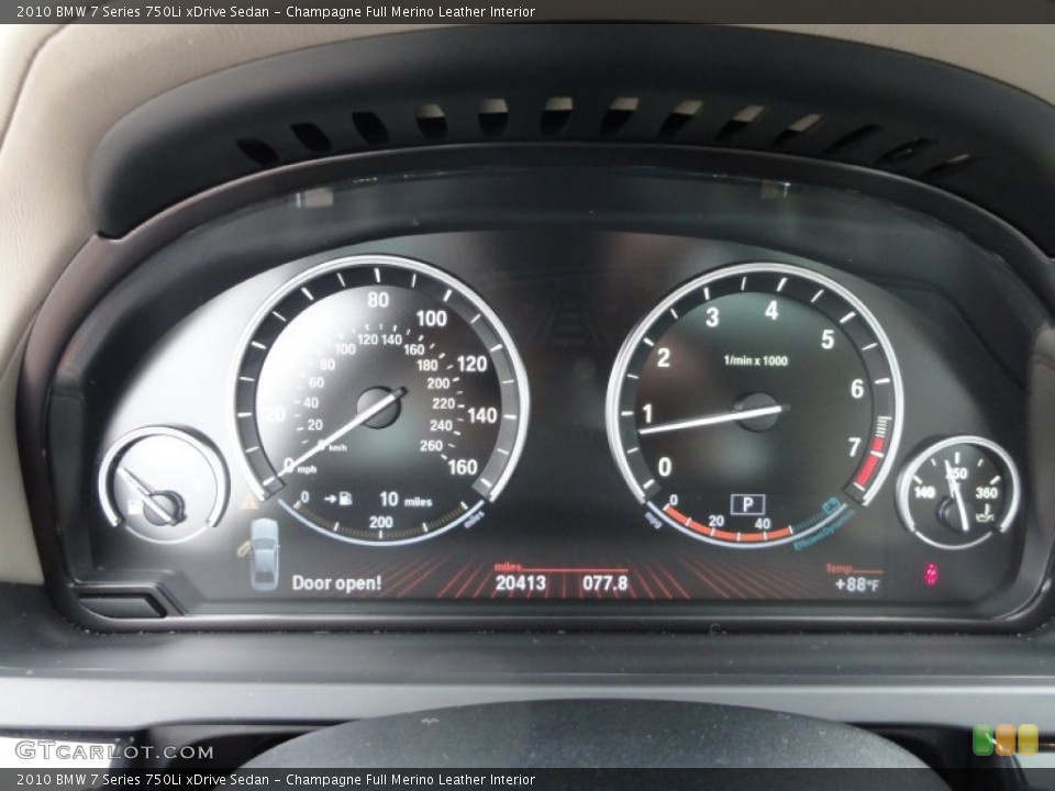 Champagne Full Merino Leather Interior Gauges for the 2010 BMW 7 Series 750Li xDrive Sedan #52335336