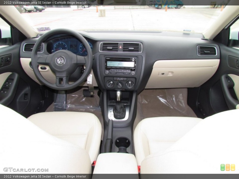 Cornsilk Beige Interior Dashboard for the 2012 Volkswagen Jetta SE Sedan #52355292