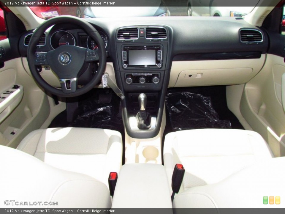 Cornsilk Beige Interior Dashboard for the 2012 Volkswagen Jetta TDI SportWagen #52355415