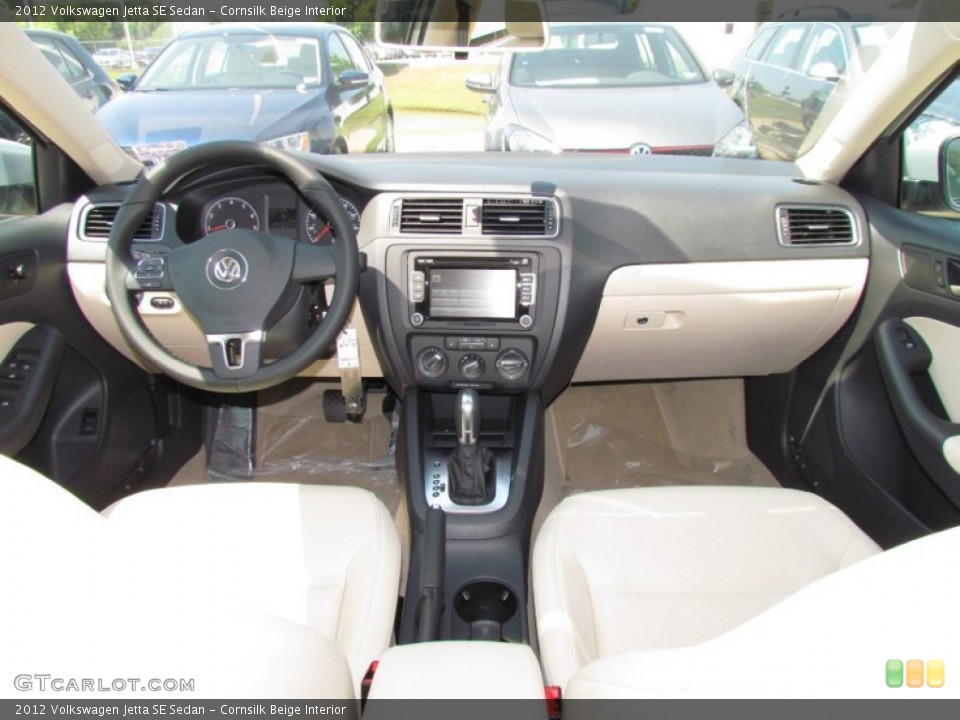 Cornsilk Beige Interior Dashboard for the 2012 Volkswagen Jetta SE Sedan #52355547
