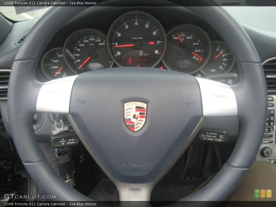 Sea Blue Interior Steering Wheel for the 2008 Porsche 911 Carrera Cabriolet #52360620