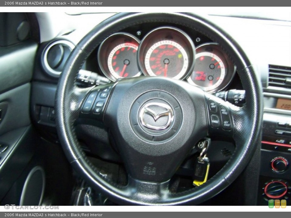 Black/Red Interior Steering Wheel for the 2006 Mazda MAZDA3 s Hatchback #52377043