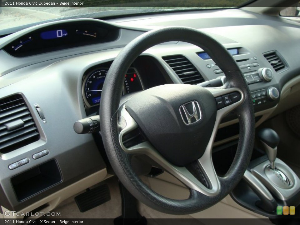 Beige Interior Steering Wheel for the 2011 Honda Civic LX Sedan #52405380