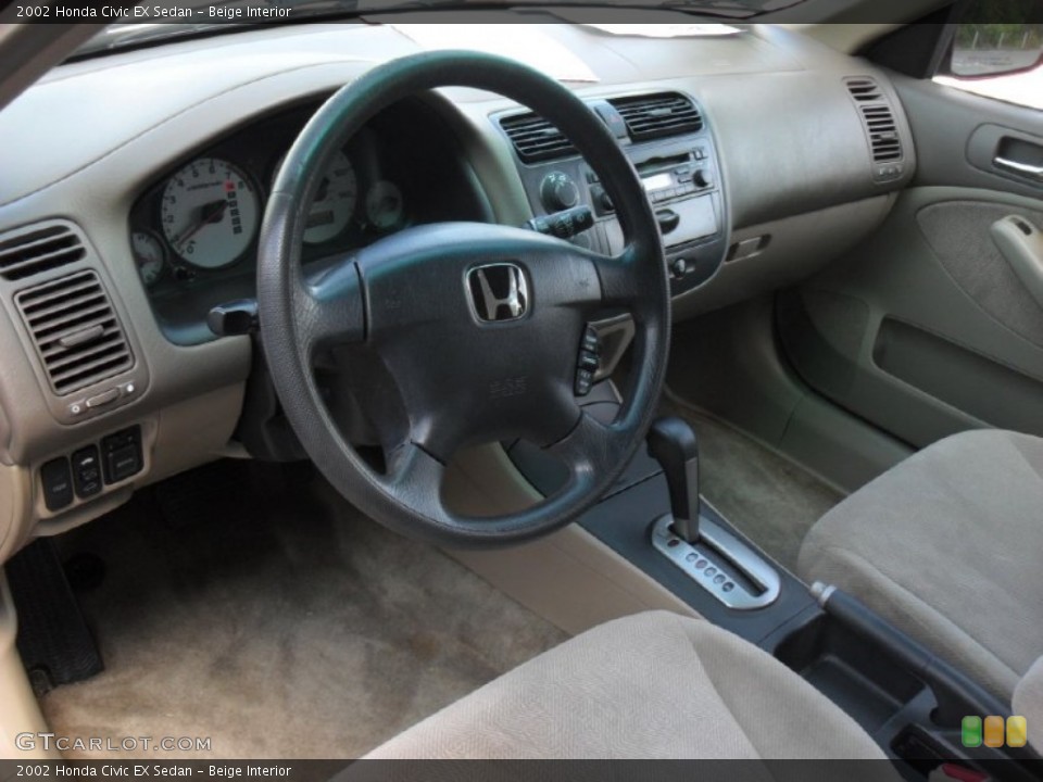 Beige Interior Prime Interior for the 2002 Honda Civic EX Sedan #52406055