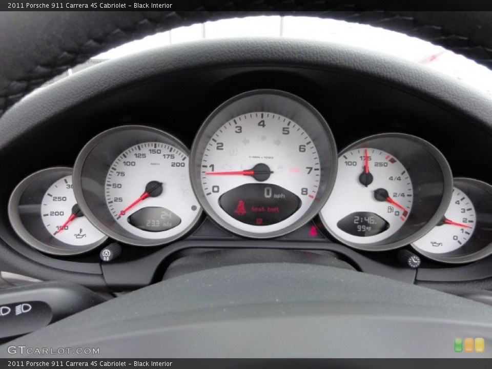 Black Interior Gauges for the 2011 Porsche 911 Carrera 4S Cabriolet #52406064