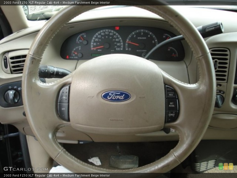 Medium Parchment Beige Interior Steering Wheel for the 2003 Ford F150 XLT Regular Cab 4x4 #52423158