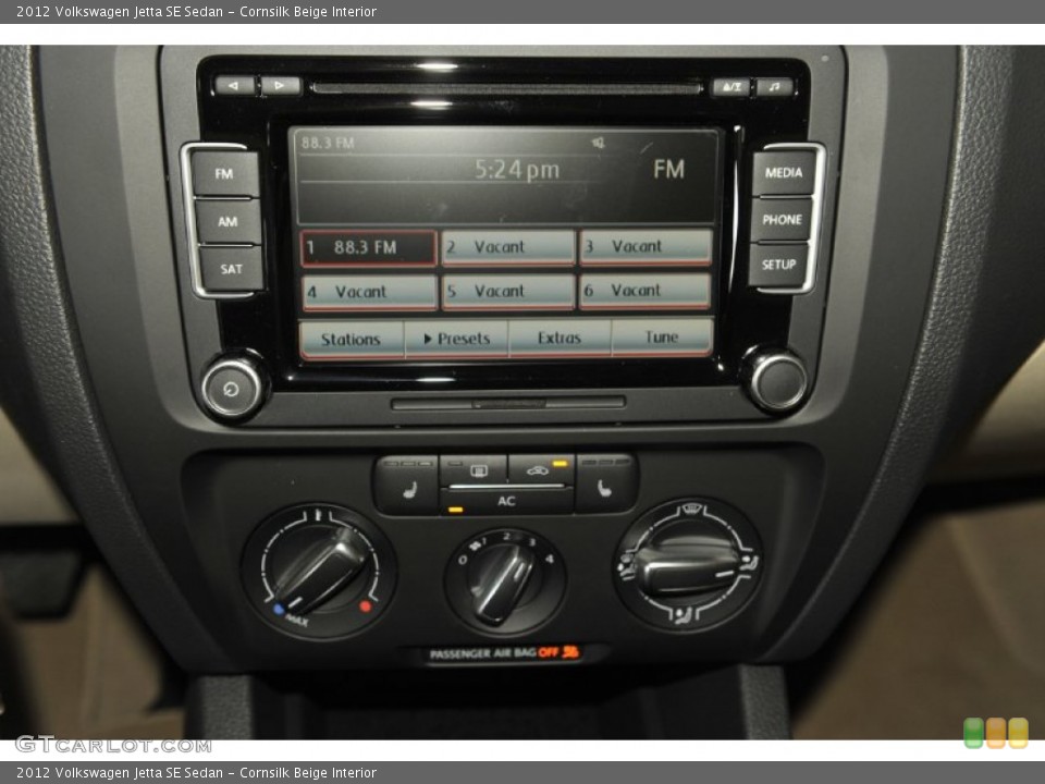 Cornsilk Beige Interior Controls for the 2012 Volkswagen Jetta SE Sedan #52432826