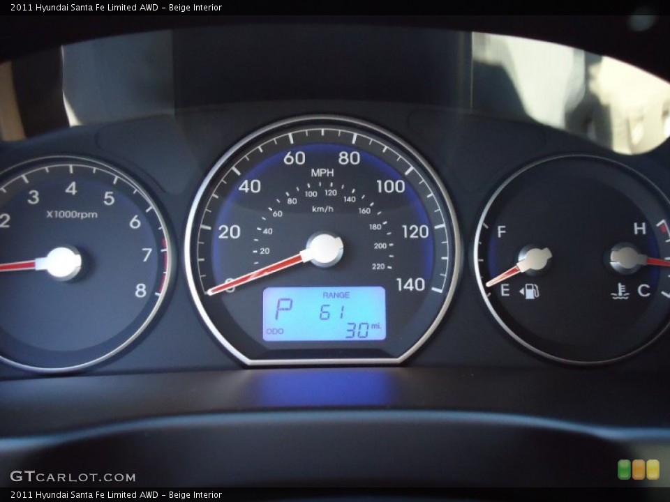Beige Interior Gauges for the 2011 Hyundai Santa Fe Limited AWD #52433714