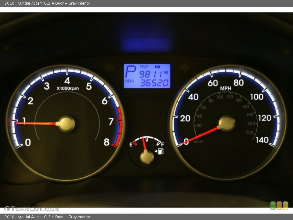 Gray Interior Gauges for the 2010 Hyundai Accent GLS 4 Door #52451275