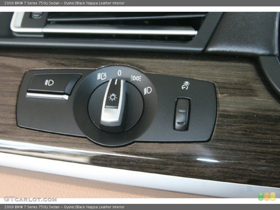 Oyster/Black Nappa Leather Interior Controls for the 2009 BMW 7 Series 750Li Sedan #52451890