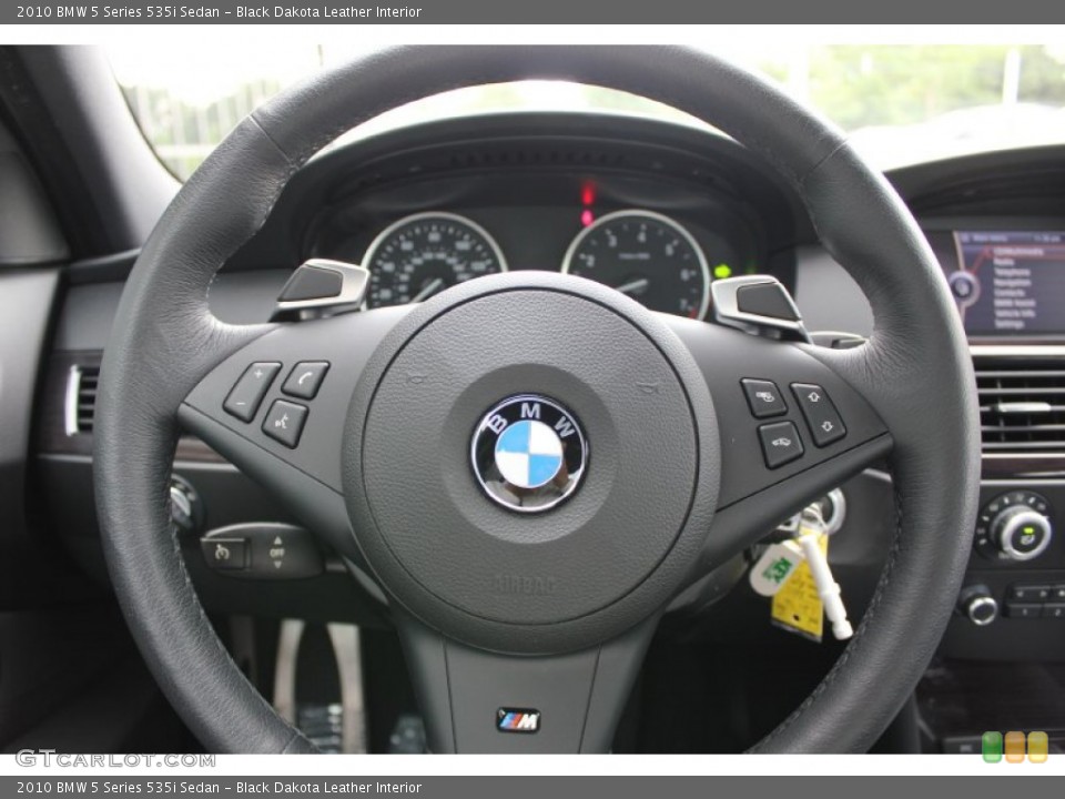 Black Dakota Leather Interior Steering Wheel for the 2010 BMW 5 Series 535i Sedan #52498805