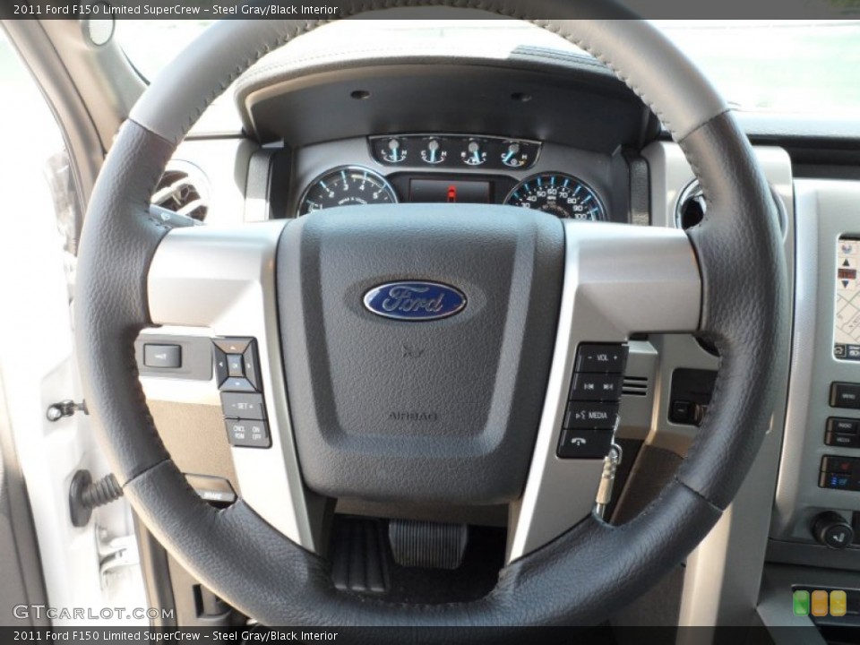 Steel Gray/Black Interior Steering Wheel for the 2011 Ford F150 Limited SuperCrew #52524147