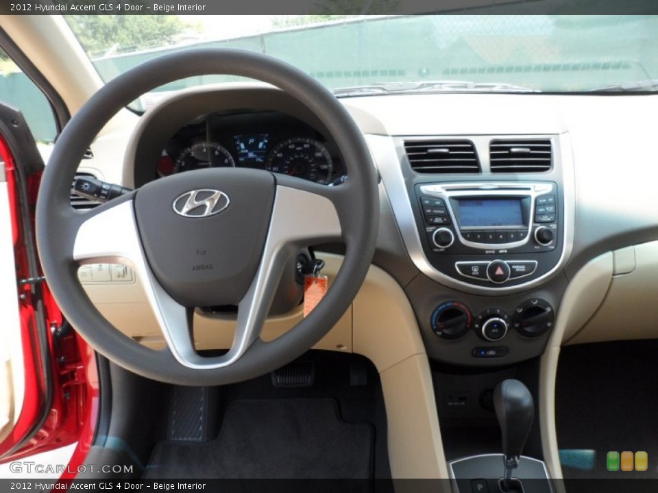 Beige Interior Dashboard for the 2012 Hyundai Accent GLS 4 Door #52531440