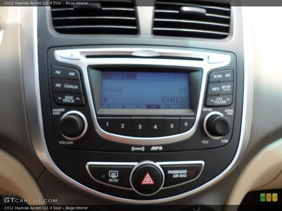 Beige Interior Controls for the 2012 Hyundai Accent GLS 4 Door #52531470