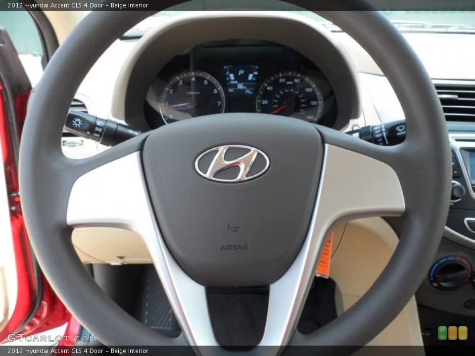 Beige Interior Steering Wheel for the 2012 Hyundai Accent GLS 4 Door #52531524