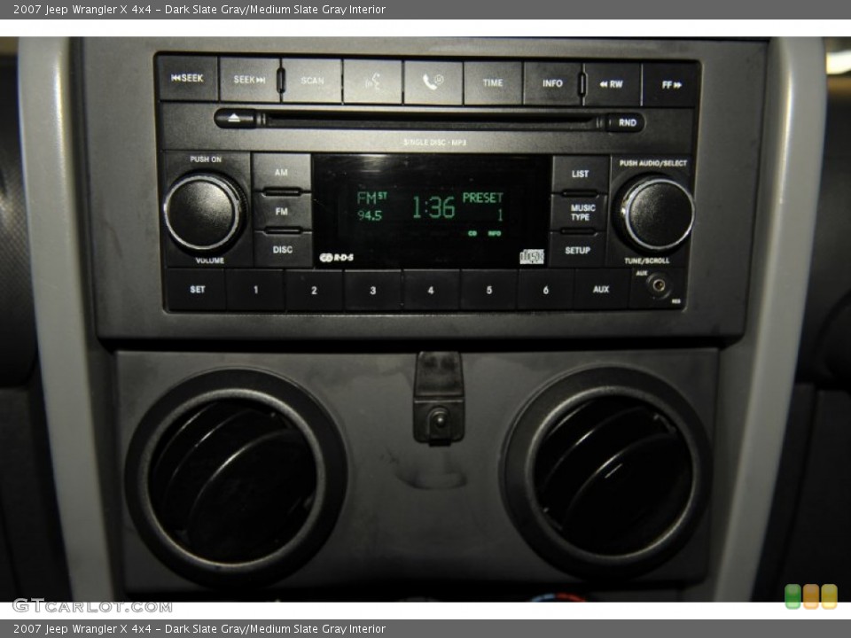 Dark Slate Gray/Medium Slate Gray Interior Controls for the 2007 Jeep Wrangler X 4x4 #52543593