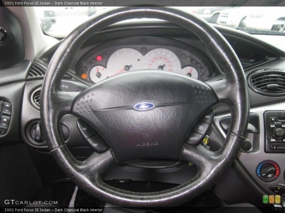 Dark Charcoal Black Interior Steering Wheel for the 2001 Ford Focus SE Sedan #52563395