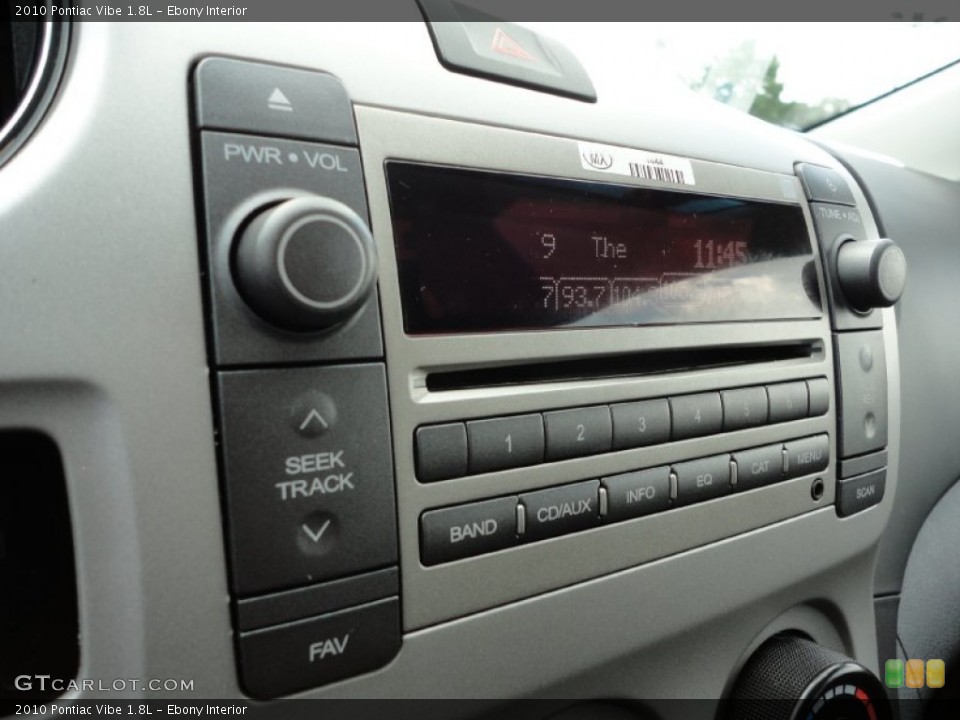 Ebony Interior Controls for the 2010 Pontiac Vibe 1.8L #52576688