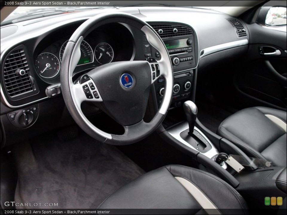 Black/Parchment Interior Photo for the 2008 Saab 9-3 Aero Sport Sedan #52585694