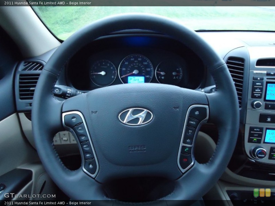 Beige Interior Steering Wheel for the 2011 Hyundai Santa Fe Limited AWD #52597412