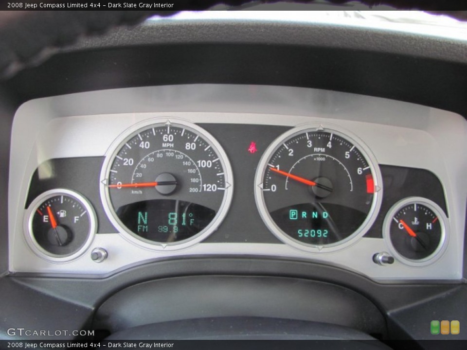 Dark Slate Gray Interior Gauges for the 2008 Jeep Compass Limited 4x4 #52618208