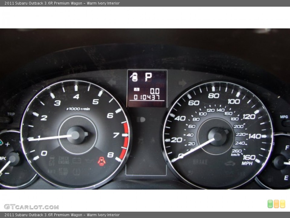 Warm Ivory Interior Gauges for the 2011 Subaru Outback 3.6R Premium Wagon #52625864
