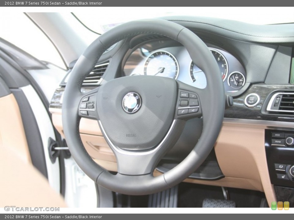 Saddle/Black Interior Steering Wheel for the 2012 BMW 7 Series 750i Sedan #52649006
