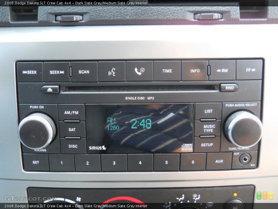 Dark Slate Gray/Medium Slate Gray Interior Controls for the 2008 Dodge Dakota SLT Crew Cab 4x4 #52661319