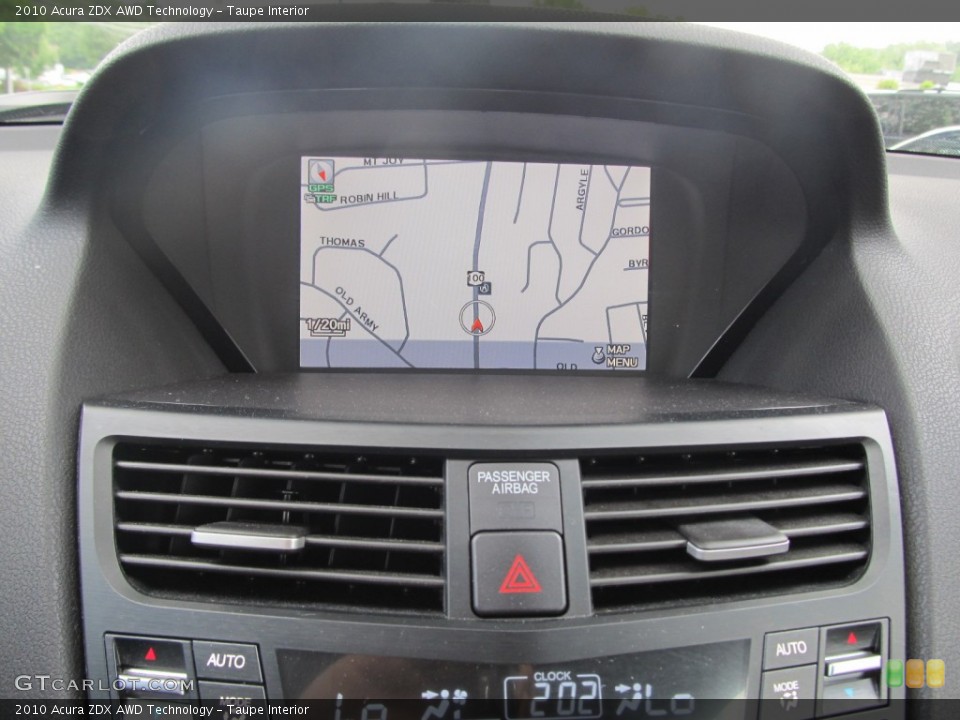 Taupe Interior Navigation for the 2010 Acura ZDX AWD Technology #52677541