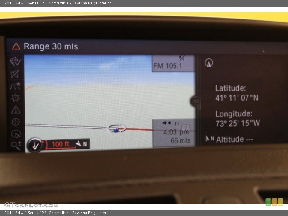 Savanna Beige Interior Navigation for the 2011 BMW 1 Series 128i Convertible #52678906
