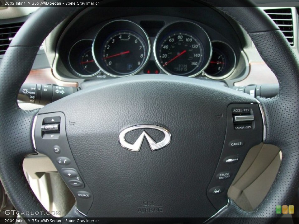 Stone Gray Interior Steering Wheel for the 2009 Infiniti M 35x AWD Sedan #52690872