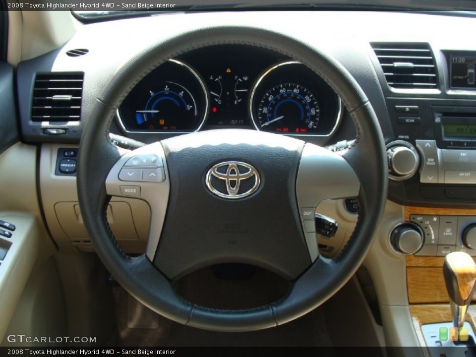 Sand Beige Interior Steering Wheel for the 2008 Toyota Highlander Hybrid 4WD #52694910