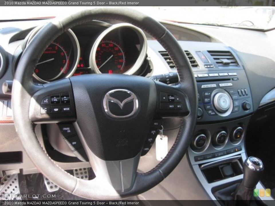 Black/Red Interior Steering Wheel for the 2010 Mazda MAZDA3 MAZDASPEED3 Grand Touring 5 Door #52745508