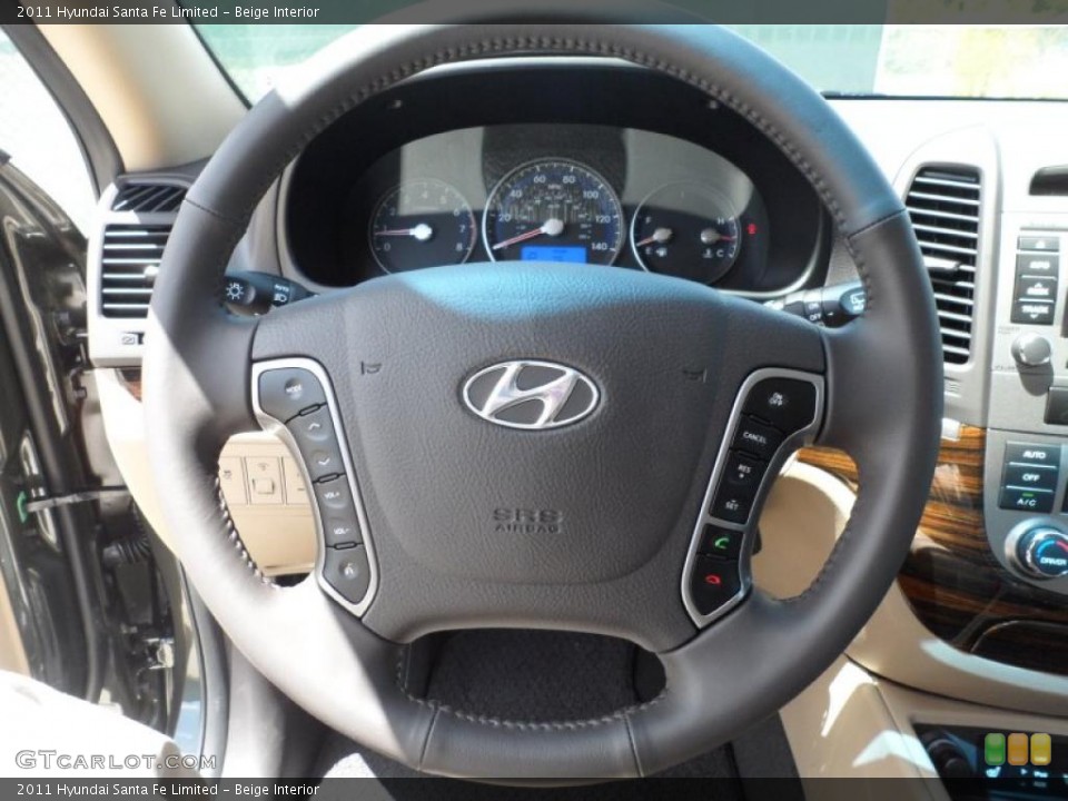 Beige Interior Steering Wheel for the 2011 Hyundai Santa Fe Limited #52745992